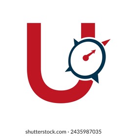 Letter U Navigator Compass Symbol Vector Template