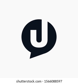 Letter U negative space with bubble Logo Template Vector Design. Social Talk, chat, app, forum, social media. Modern logotype symbol - vector