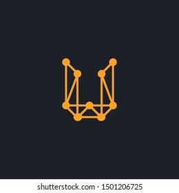 Letter U network conect line outline logo design vector template minimalist download