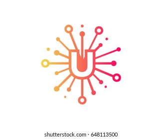 Letter U Network Share Icon Logo Design Element