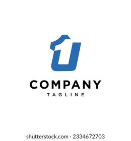 Buchstabe U und Nummer 1 Logo Symbol, Vektorvorlage.eps