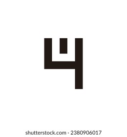 Letter U number 4 square geometric symbol simple logo vector