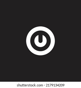 Letter u and O circle, outline geometric symbol simple logo vector