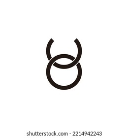 Buchstaben U und O kreisen geometrisches Symbol mit einfachem Logo, Vektorgrafik