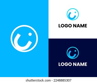 letter U and o man simple symbol logo vector