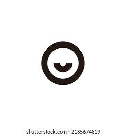 Letter U and O outline, circle geometric symbol simple logo vector