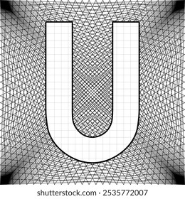 Letter U on abstract background in square shape. Simple and elegant 