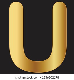 Letter U on black in a golden gradient