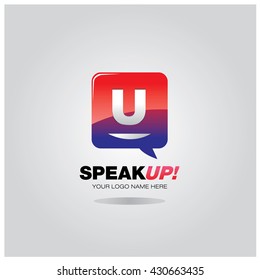 Letter U on bubble talk icon as an integrated communication. Design Template for the business and campaign activities