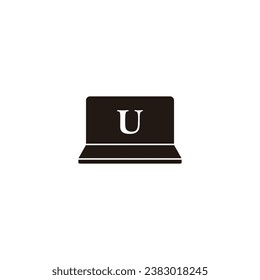 Letter U on the laptop geometric symbol simple logo vector