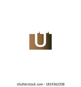 Letra U en el vector de plantilla de icono cuadrado