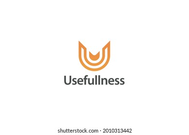 Letra U color naranja simple arte de línea creativo logotipo de negocios