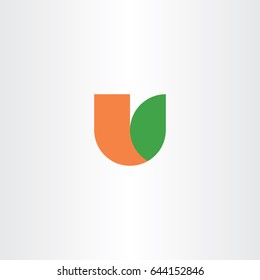 letter u orange green icon logo