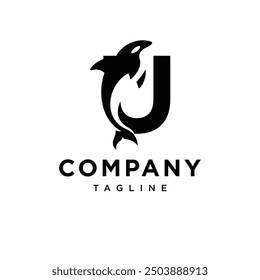Letter U Orca Logo icon vector