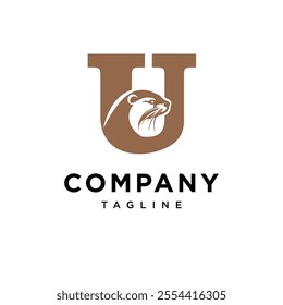 Letter U Otter Logo Icon Vector