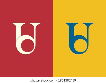 Letter U, OU, UB, or UO overlapping, interlock, monogram logo, blue and white color on the background. Elegant initials for corporate identity. 
Trendy vector illustration. Eps 10.