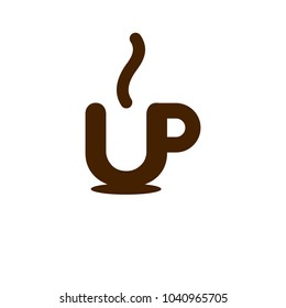 letter U and P form a coffee and cup. vector logo.