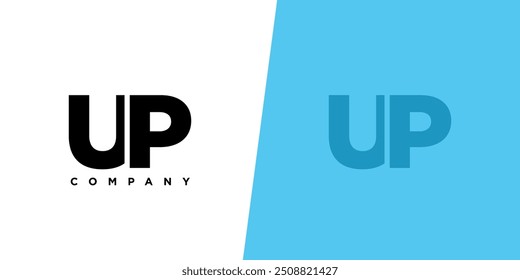 Letra U y P, Plantilla de diseño de logotipo UP. Logotipo inicial basado en monograma mínimo.