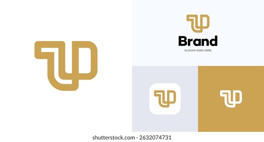 Letter U or P monogram with monoline loop concept, Logo icon design vector illustration element editable, Creative symbol initial UP, PU line art with infinity style for brand identity and business