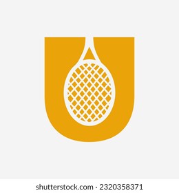 Letter U Padel Tennis Logo. Padel Racket Logo Design. Beach Table Tennis Club Symbol