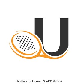 Letter U With Padel tennis Racket Logo Design Vector Template. Beach Table Tennis Club Symbol. business, and company identity