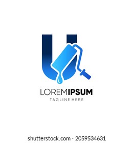 Letra U Dibujo Modelo de diseño de logotipo de rodillo icono gráfico Emblema Ilustración plantilla de fondo