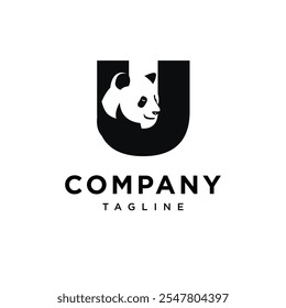 Letter U Panda Logo Icon Vector