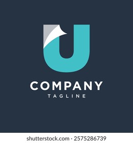 Letter U Paper Logo Icon vector