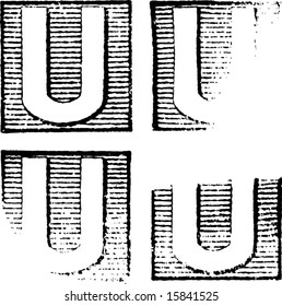 Letter U part of a complete alphabet of vintage rubber stamp letters