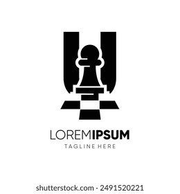 Letter U Pawn Chess Logo Design Vector Icon Graphic Emblem Symbol Illustration