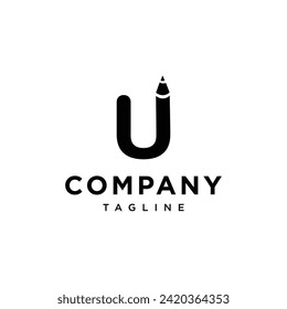 Letter U Pencil logo icon vector template.eps