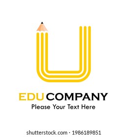Letter u with pencil logo template illustration. suitable for education