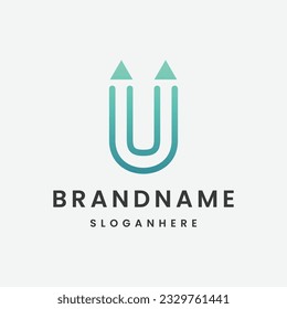 Letter u pencil logo template vector illustration design