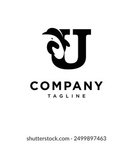 Letter U Penguin Logo Icon Vector.