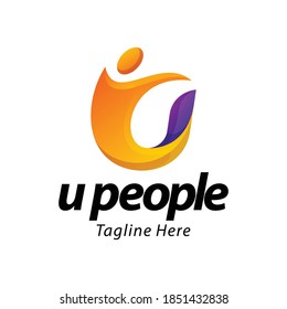 letter u people gradient logo design