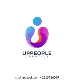 Letter U with people modern colorful gradient logo