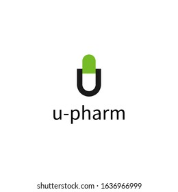 letter u and a pharmacy pill logo template