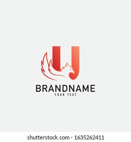Letter U With Phoenix Vector Royalty Logo Design Inspirations