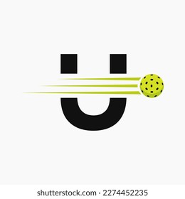 Letter U Pickleball Logo Symbol. Pickle Ball Logotype Vector Template
