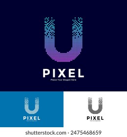 Letter U pixel colorful vector design. Suitable for business, initial, poster, technology and network