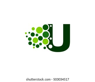 Letter U Pixel Dot Circle Spread Logo Design Template