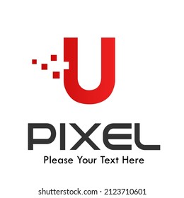 Letter u pixel logo template illustration. suitable for Business logo, App Industry, App icon, etc. Easy to edit, change size, color and text.