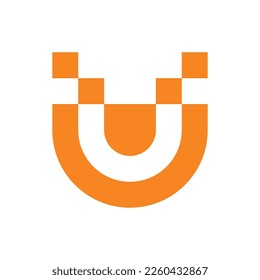 Letter U pixel technology logo design