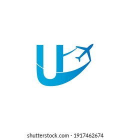 Letra U con icono de logo de plano diseño ilustración vectorial