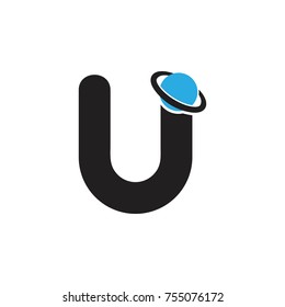 letter u i with planet symbol logo vector 