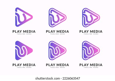 Letter U play media creative gradient logo