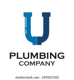 Letter u with plumbing logo template illustration