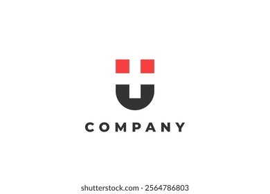 letter u with plus hospital symbol on negative space magnet logo