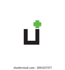 letter U plus simple symbol logo vector