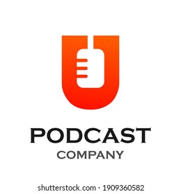 Letter u mit Podcast Logo Vorlage Illustration. geeignet für Podcasting, Internet, Marke, Musik, Digital, Unterhaltung, Studio usw.